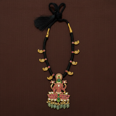 Jadau Lakshmi Pendant With Balck Dori - BD00164