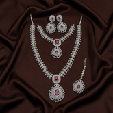 Daimond Bridal Set with Silver Color Polish With Earrings - BR0065