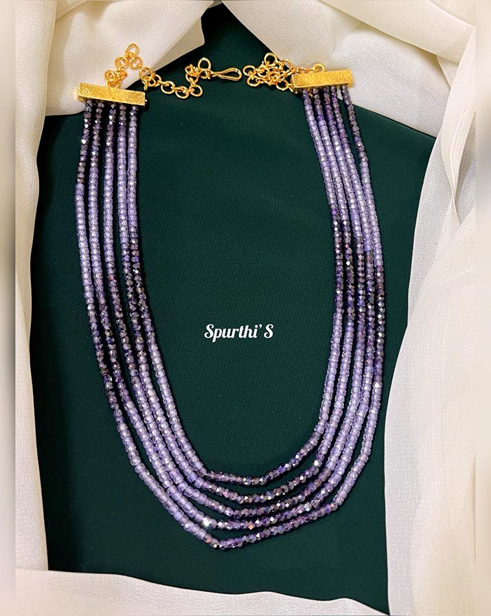 Purple Black CZ Beads Necklace CZ0004 - Main Image