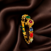 Silver Replica Navaratna bangle With Screw - BG00693