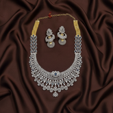Daimond Long haram In blue Color With Grand Jhumkis - DH0013