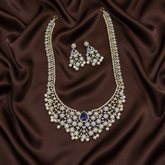 Diamond Long Haram With Pearls and Earrings - DH0014