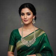 Diamond Long Haram With Pearls and Earrings - DH0014