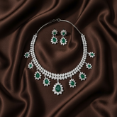 Flower Drop Down Daimond Set in Silver Color Polish - DN0075