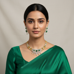 Kante Pattern Gold Finish Diamond Necklace - DN0082