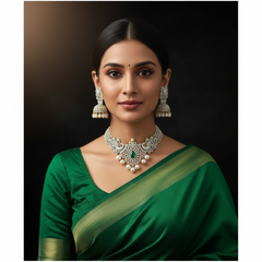 Diamond Peacock Choker With Jhumki - DN0094