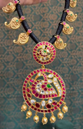 Mango Black Dori With Jadau Pendent - BD0070