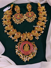 Lakshmi Jadau Pendant Necklace with Earrings - KH0095