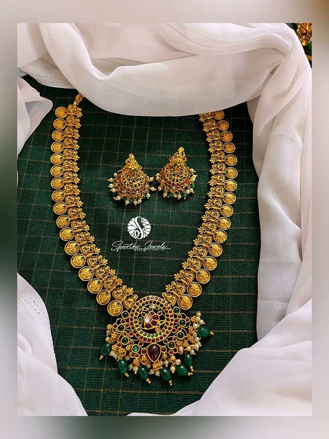 Earrings Gold Haram With Stones Lakshmi Gold Stone Haram With