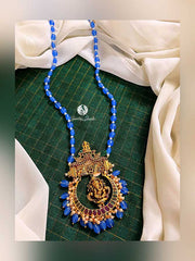 Nakshi Kundan Ganesha Haram Blue - NH0076