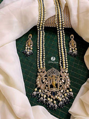 Black Victorian Krishna Haram With Earrings - HV0005