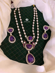 Purple Victorian Peacock Haram With Earrings - HV0010