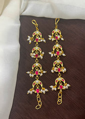 Moon Shape Kundan Matilu with Ruby and pearl - MT0011