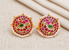 Ruby with Pearl Peacock in Kundan - KE00372
