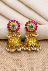 Jadau Bottu Jhumki With Screw - KE00403