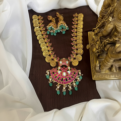 Jadau Pendant With Kaasu Necklace - KN00645