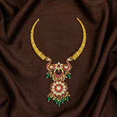 Jadau Kante With Double Step Pendant - KN00651
