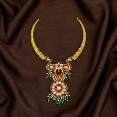 Jadau Kante With Double Step Pendant - KN00651
