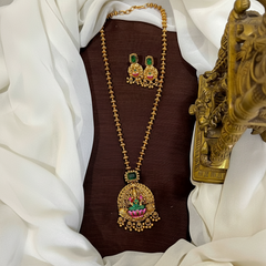 Meenakari Painted Lakshmi Pendant With Balls Chian - NH00436