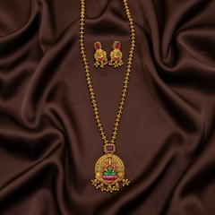 Meenakari Painted Lakshmi Pendant With Balls Chian - NH00436