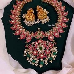 Jadau Mango Haram with Earrings - KN00119