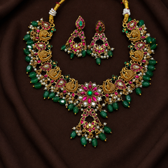 Pota Stone Traditional Peacocok Necklace - NN00900