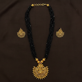 Nagaru Lakshmi Pendant With Black beads - PB00584