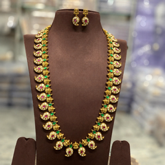 Jadau Mango Long Haram With Earings - KH00427