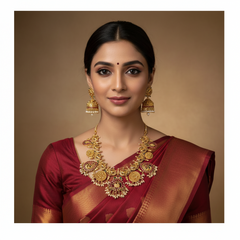 Gold Finish Peacock Guttipusalu Neckalce - NN00945