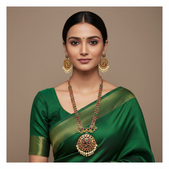Multi Stones in Gold Polish 2 line Rani Haram - NH00506