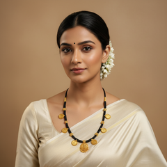 Gold Replica Lakshmi Kasu With Black Dori - BD00173