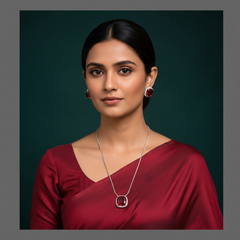 Beautiful Stones Pendent In Diamond Necklace - DN0037