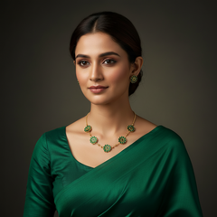 Antique CZ Stone Necklace With Earrings - NN00961