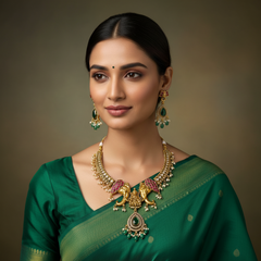 Kempu ELephant Set With Earrings - NN00939