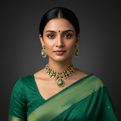 Mozonites Necklace With Jadau Kundan - DN0046