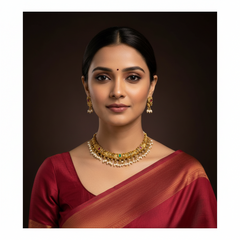 Kante Set With Pota Stone And Rice Pearls - NN00220