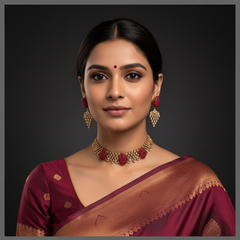 Beautiful Stone and Lakshmi Necklace In Nakshi - NN00828