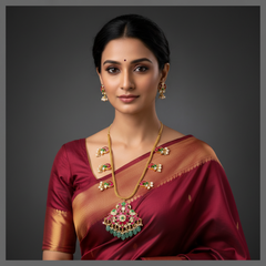 Beautiful Kundan Necklace With Pearls - KN00502