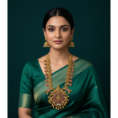 Lakshmi with flower Pendent in Naskhi Haram with Earring - NH0008