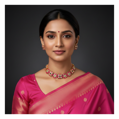 Beautiful Flower Kundan Necklace - KN00567
