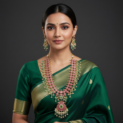 Beautiful Ambani Long Haram With Strawberry Beads - KH00408