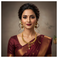 Antic Kante Flower Necklace with Lakshmi pendant in Nakshi - NN00759