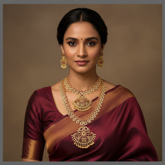 Beautiful Ruby Mango Bridal Set in Nakshi - BR0047