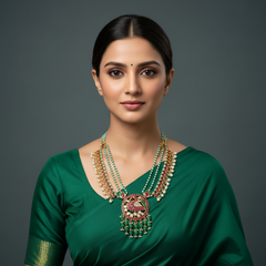Jadau Layer Chain With Peacock Pendant - PB00611