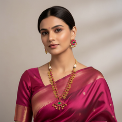 2 In 1 Flower Necklace In Nakshi - NN00603