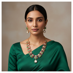 Beautiful Lotus Necklace In Kundan - KN00401