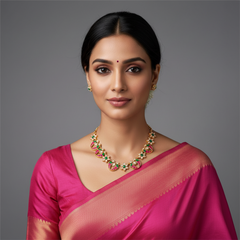 Beautiful Multicolour Flower and Bird Necklace In Kundan - KN00566