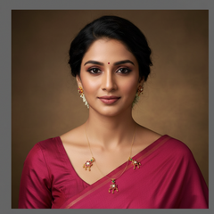 Beautiful Ruby Flower Invisible Chain In Kundan - KN00433