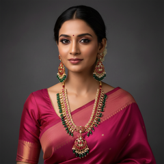 Beautiful Ruby Kundan Necklace With Emerald Beads - KN00558