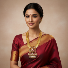 Gold Rpelica Kaasu With Jadau Balaji Pendant - KH00421